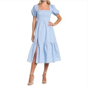 ASTR The Label Square Neck Puff Sleeve Midi Dress S